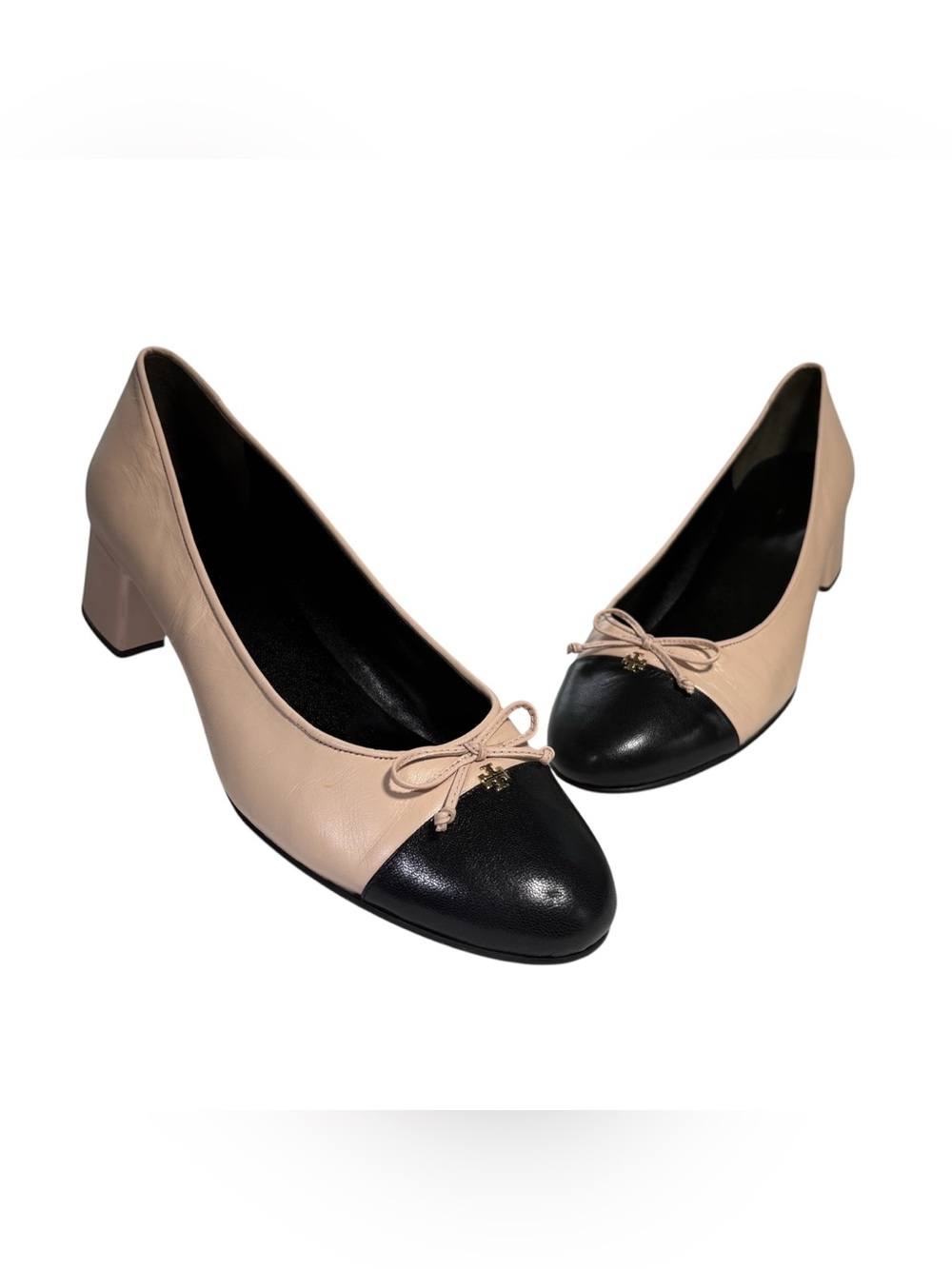 Tory Burch Leather Cap Toe Block Heel Pumps Size 12